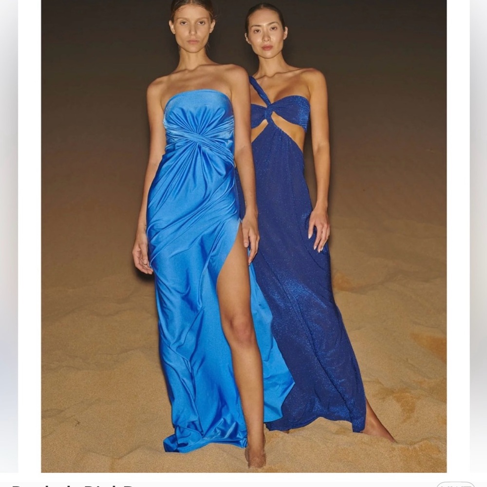 Baobab Collection Blue Asymmetrical Strapless Gown